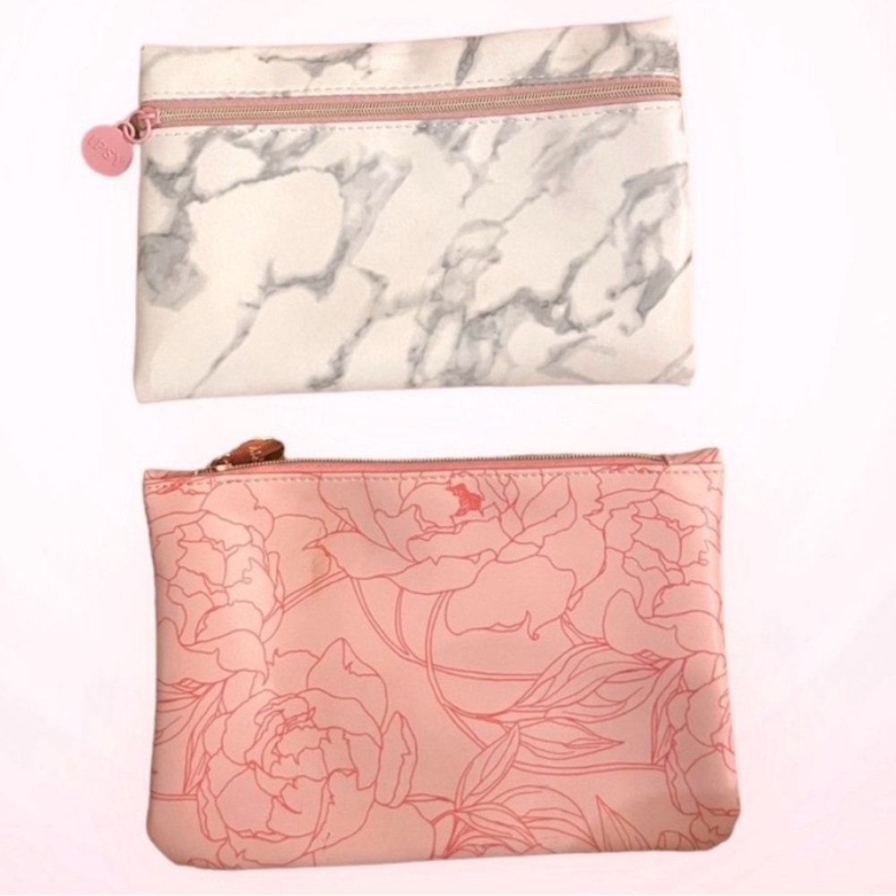 NWOT: Set of Marble & Rose Cosmetic Case